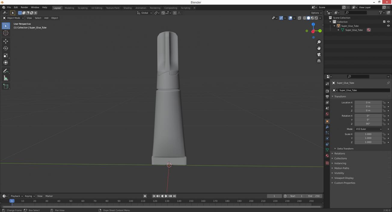 3D model Super Glue Tube