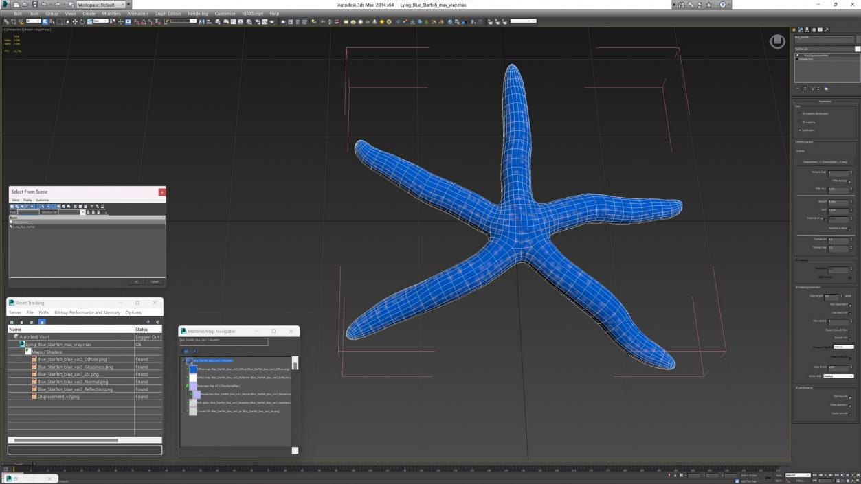 Lying Blue Starfish 3D model