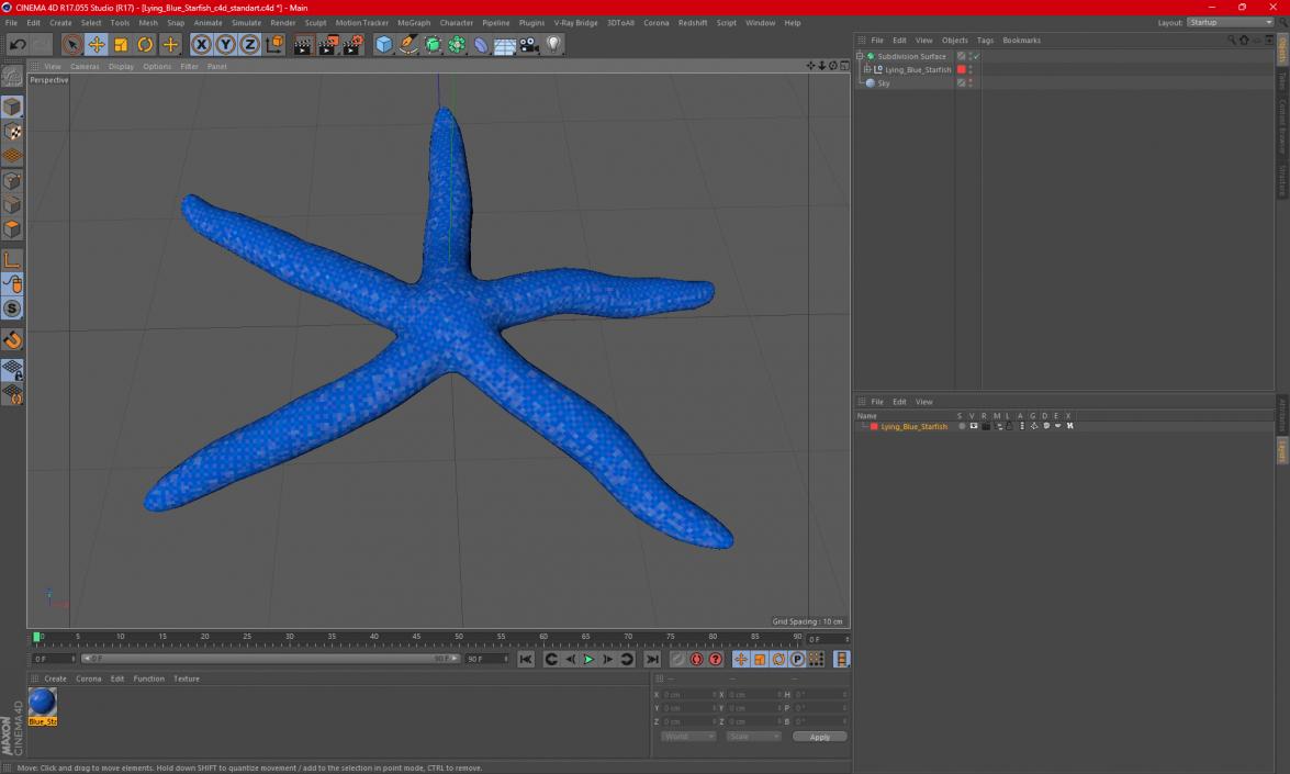 Lying Blue Starfish 3D model