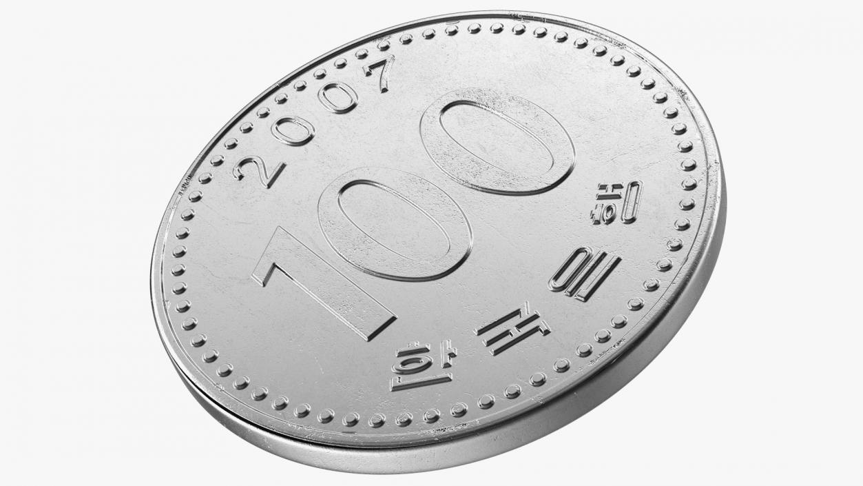 South Korea 100 Won 2007 Coin 3D model