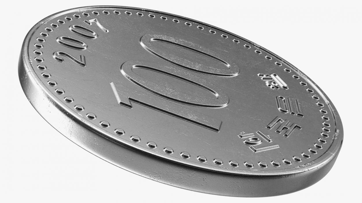 South Korea 100 Won 2007 Coin 3D model