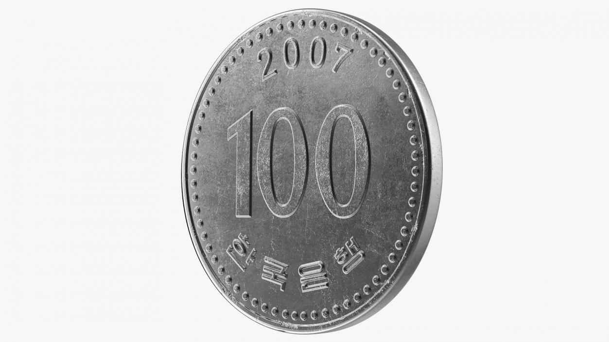 South Korea 100 Won 2007 Coin 3D model