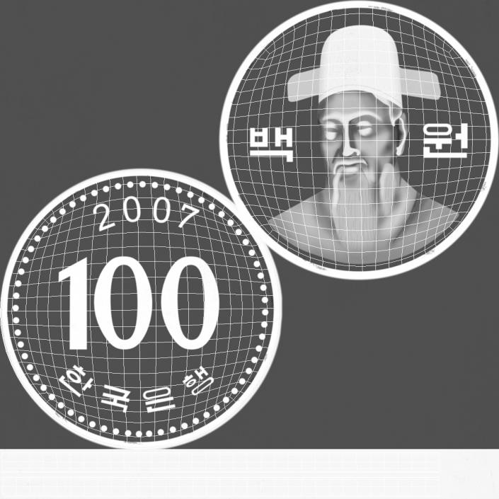 South Korea 100 Won 2007 Coin 3D model