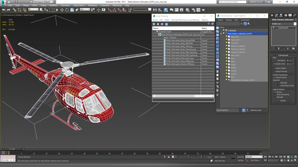 3D model Multi Mission Helicopter AS355