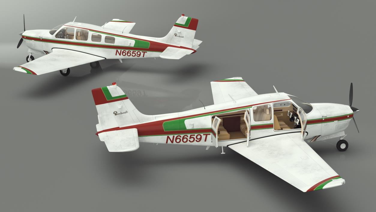 3D Single Engine Propeller Aircraft Beechcraft Bonanza G 36