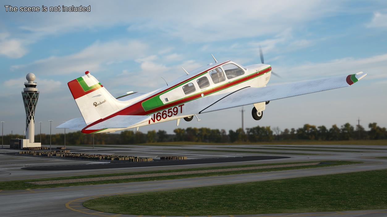 3D Single Engine Propeller Aircraft Beechcraft Bonanza G 36