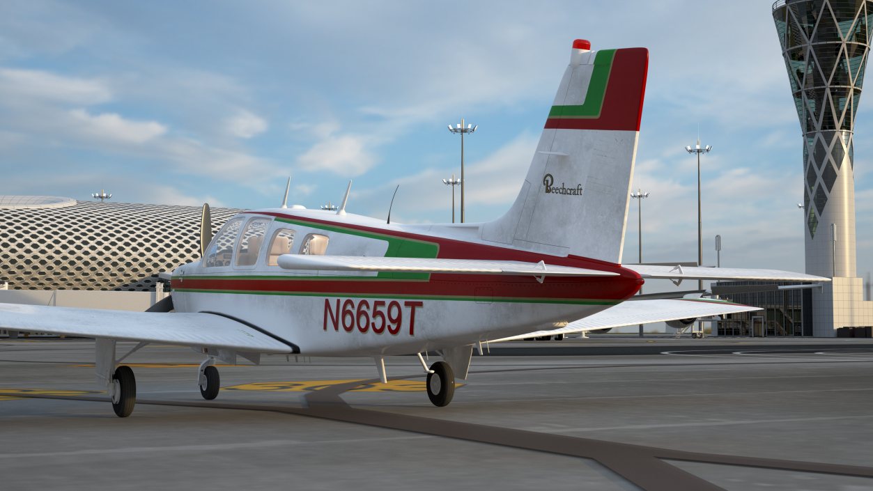 3D Single Engine Propeller Aircraft Beechcraft Bonanza G 36