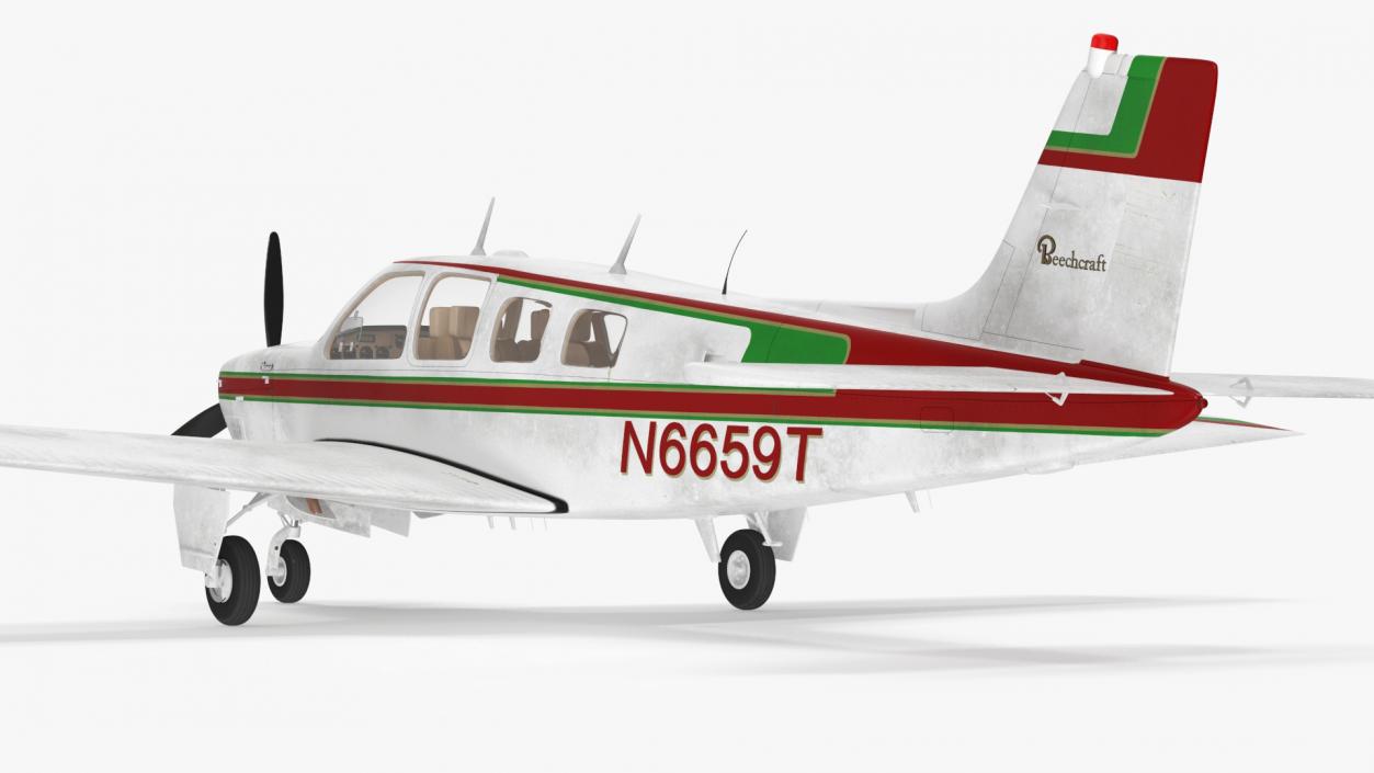 3D Single Engine Propeller Aircraft Beechcraft Bonanza G 36