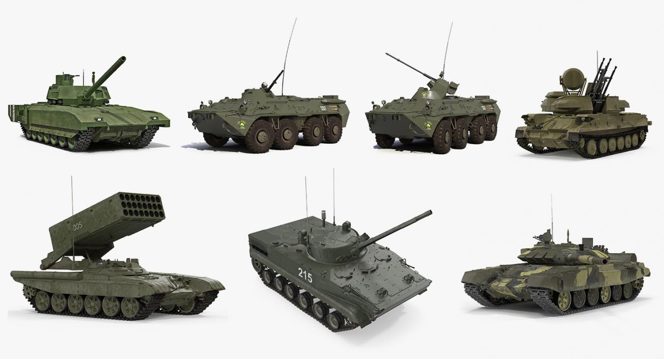 3D Rigged Russian Tanks Collection