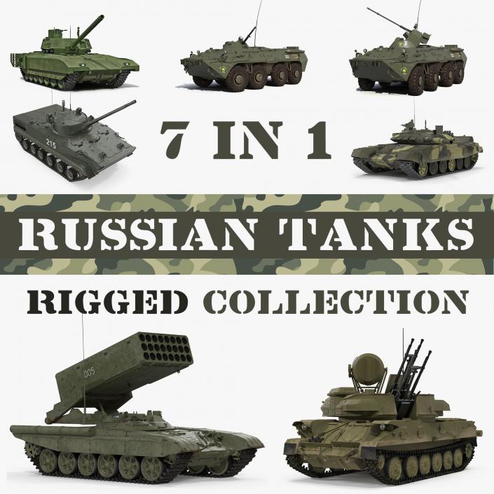 3D Rigged Russian Tanks Collection