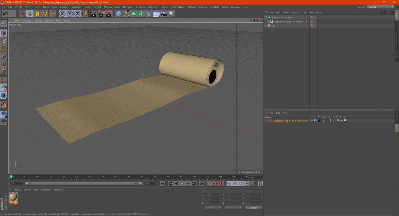 3D model Wrapping Paper in a Roll Kraft