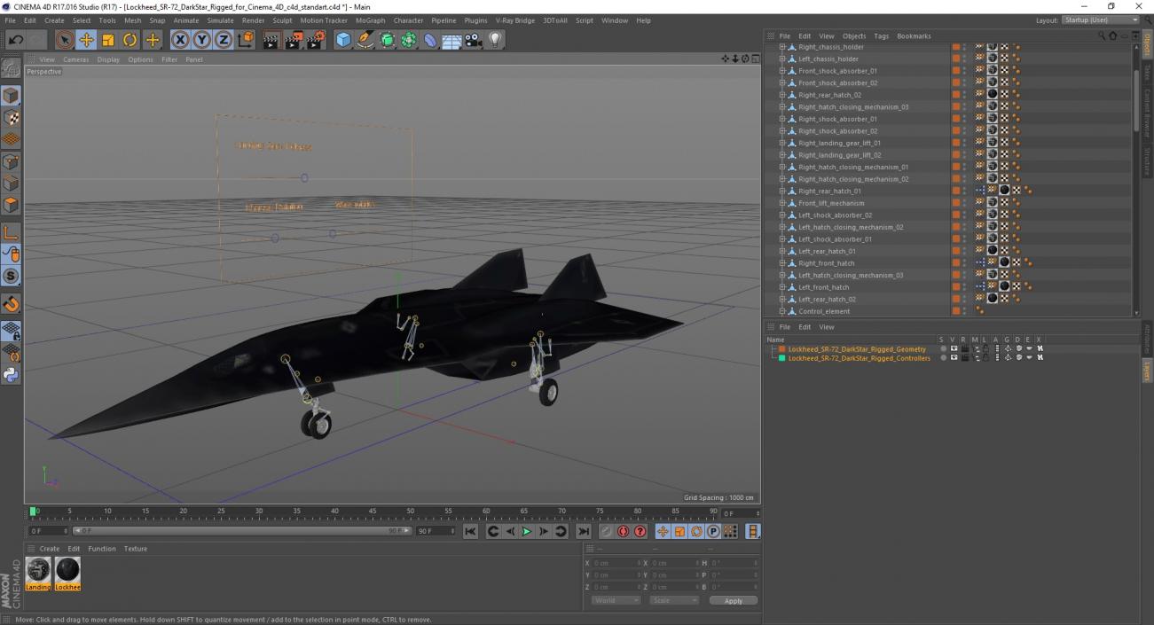 Lockheed SR-72 DarkStar Rigged for Cinema 4D 3D model