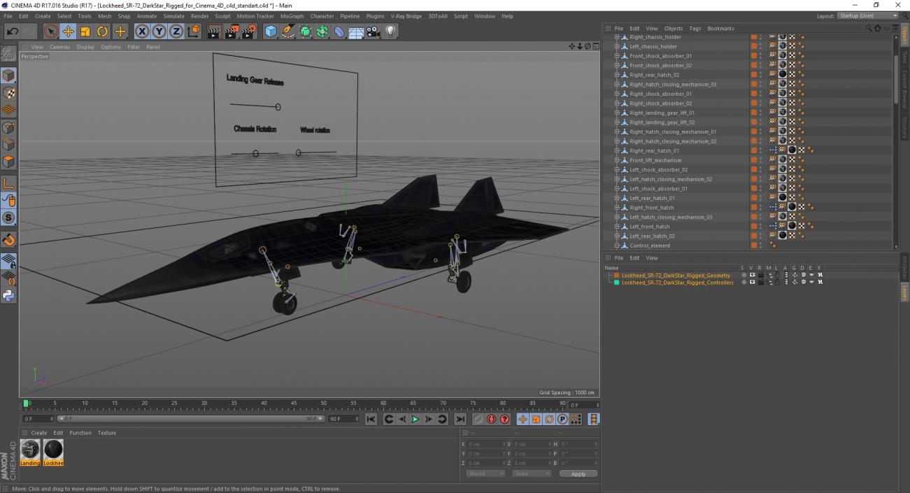 Lockheed SR-72 DarkStar Rigged for Cinema 4D 3D model