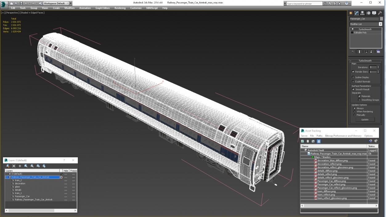 Railway Passenger Train Car Amtrak 3D model