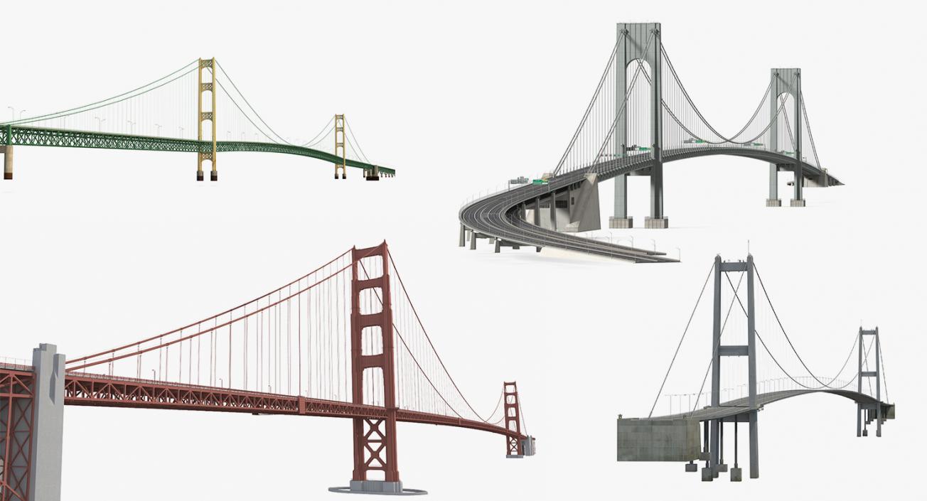 3D Suspension Bridges Collection 2