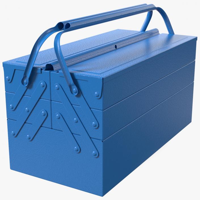 3D Steel Toolbox with 5 Compartments Blue model