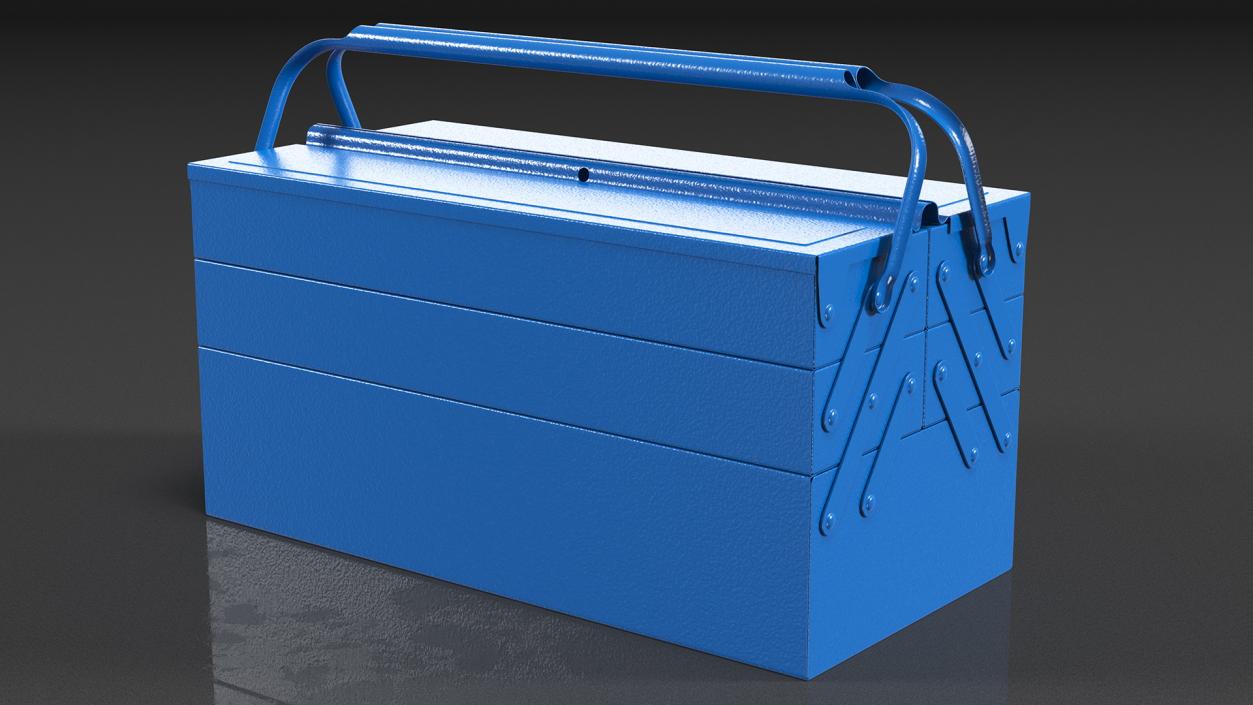 3D Steel Toolbox with 5 Compartments Blue model