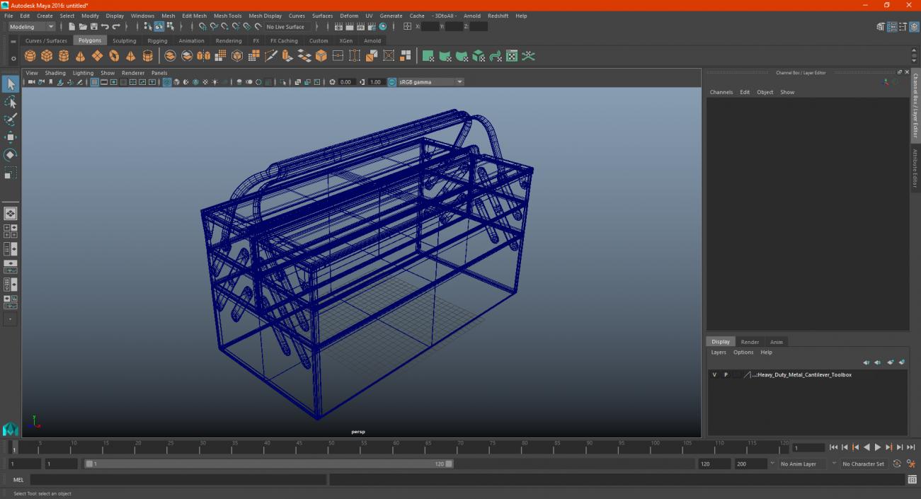 3D Steel Toolbox with 5 Compartments Blue model