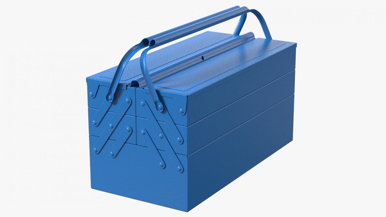 3D Steel Toolbox with 5 Compartments Blue model