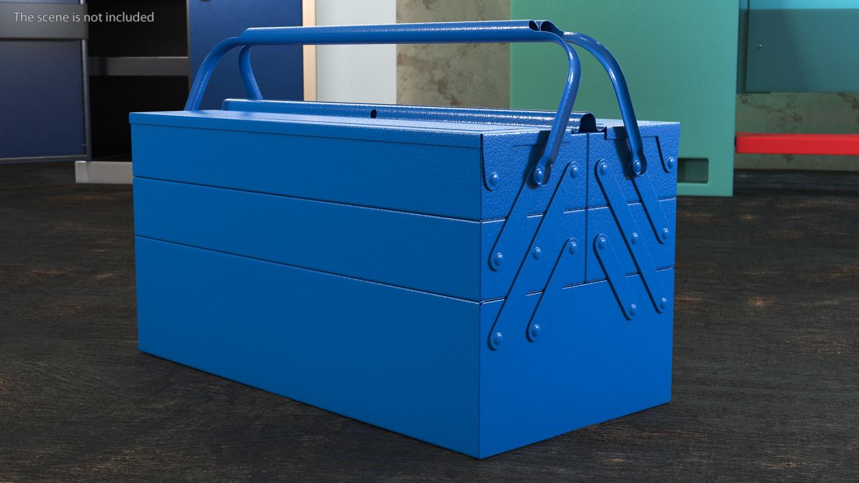 3D Steel Toolbox with 5 Compartments Blue model