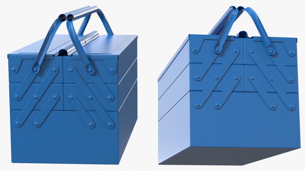 3D Steel Toolbox with 5 Compartments Blue model