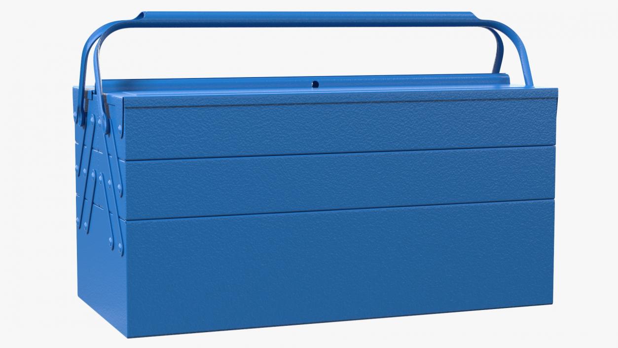 3D Steel Toolbox with 5 Compartments Blue model