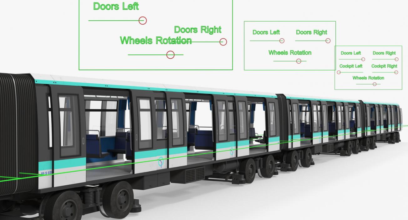 3D Rigged Subway Trains Collection