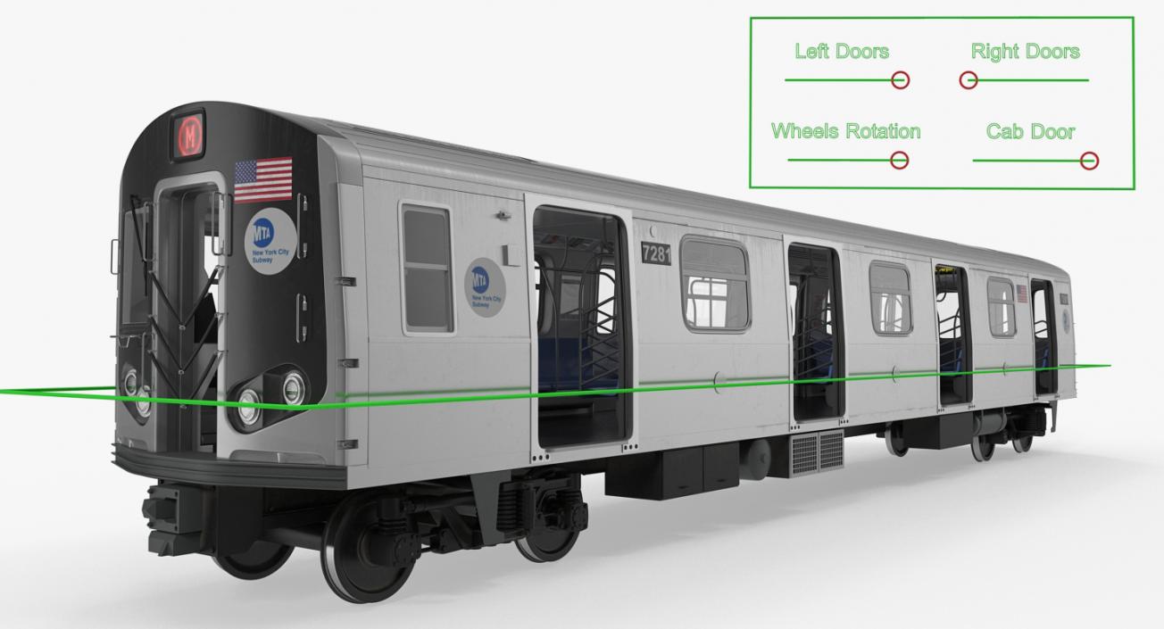 3D Rigged Subway Trains Collection