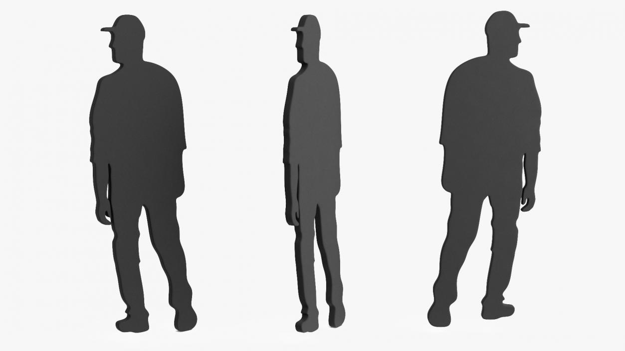 3D Walking Young Man Silhouette model