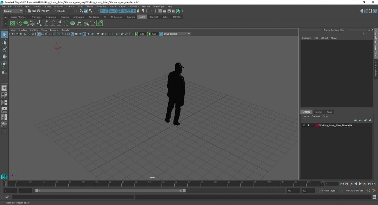 3D Walking Young Man Silhouette model