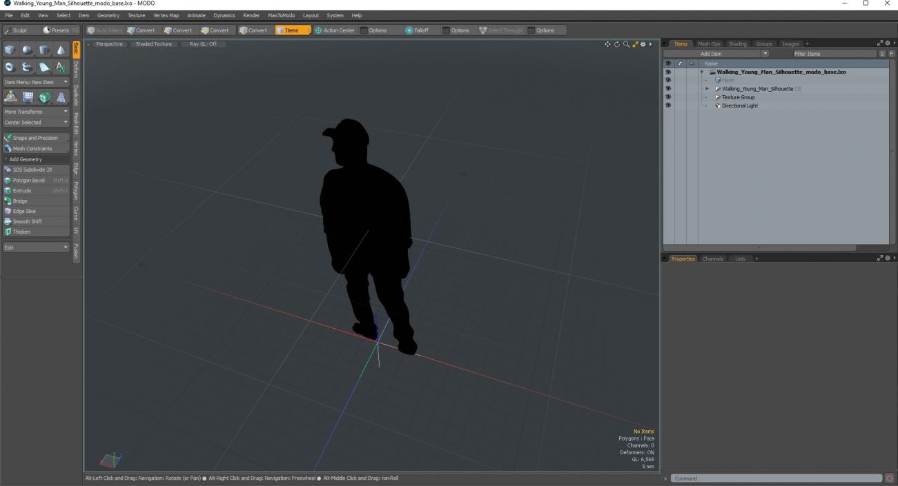 3D Walking Young Man Silhouette model