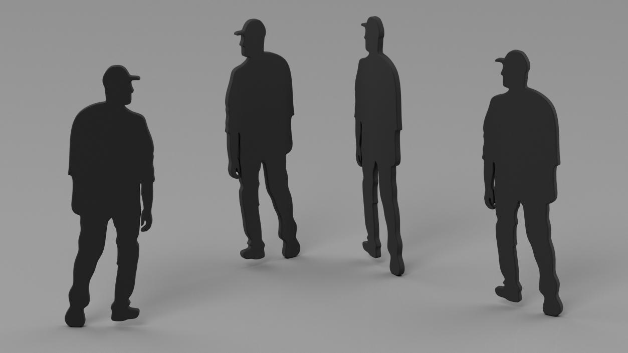 3D Walking Young Man Silhouette model