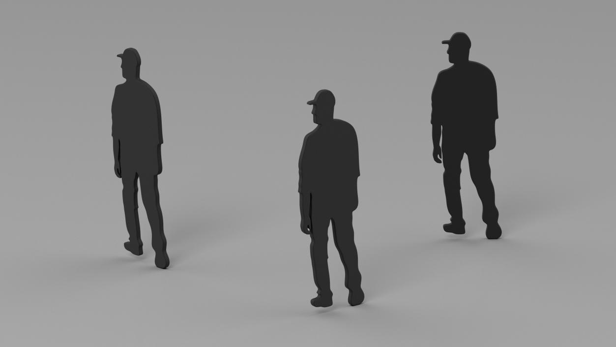 3D Walking Young Man Silhouette model