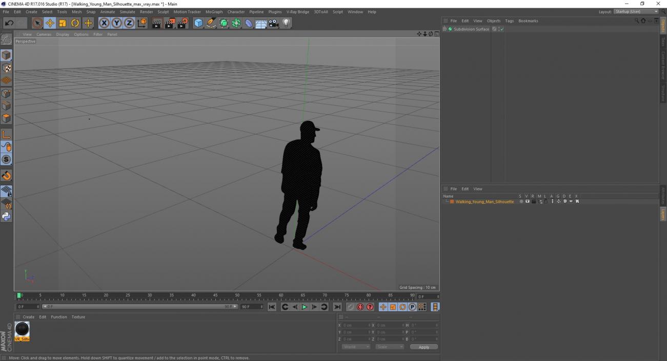 3D Walking Young Man Silhouette model