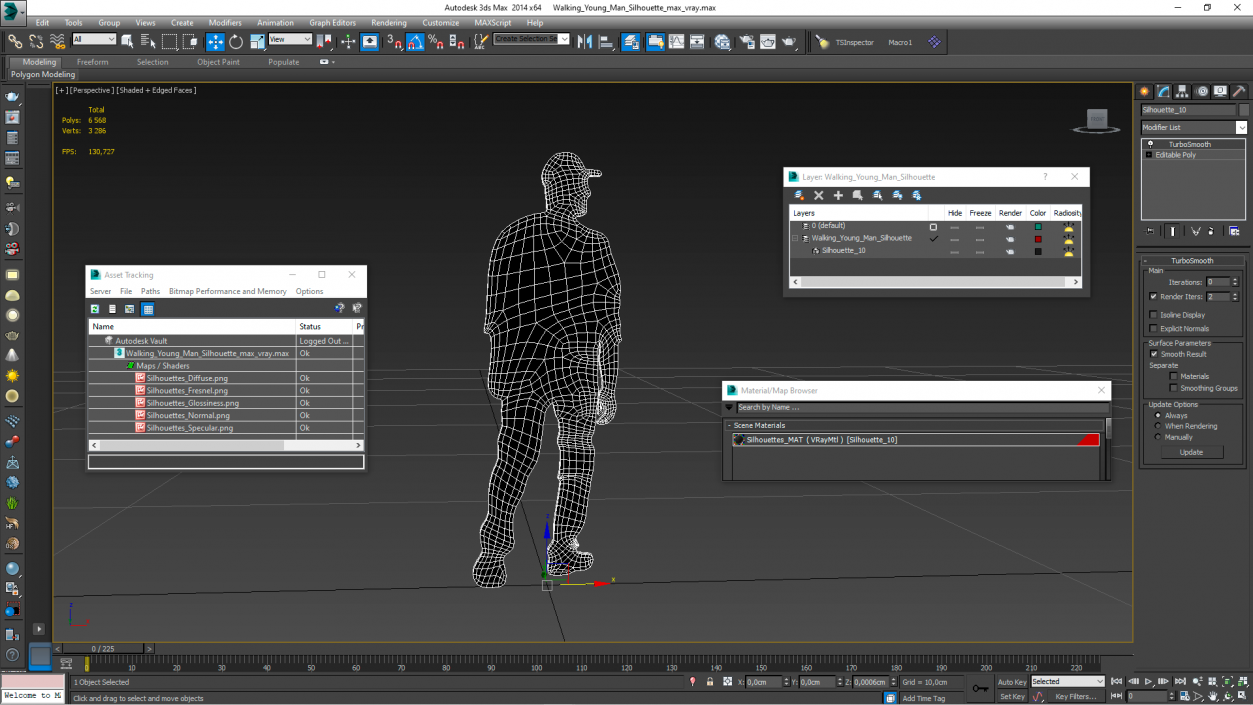 3D Walking Young Man Silhouette model