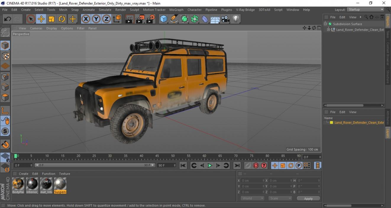 Land Rover Defender Exterior Only Dirty 3D model