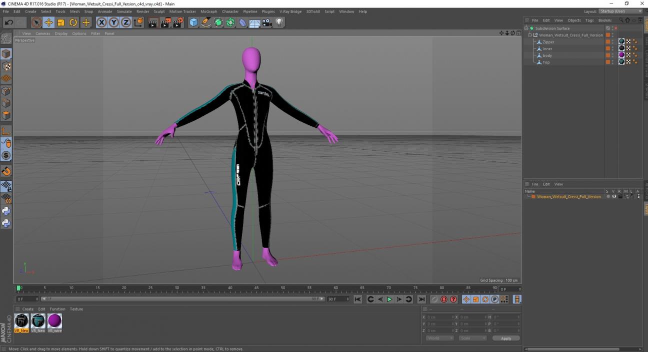 3D model Woman Wetsuit Cressi Full Version 2