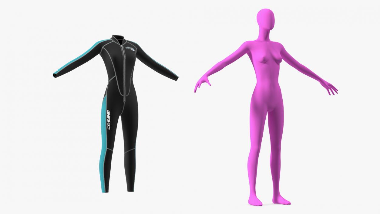 3D model Woman Wetsuit Cressi Full Version 2