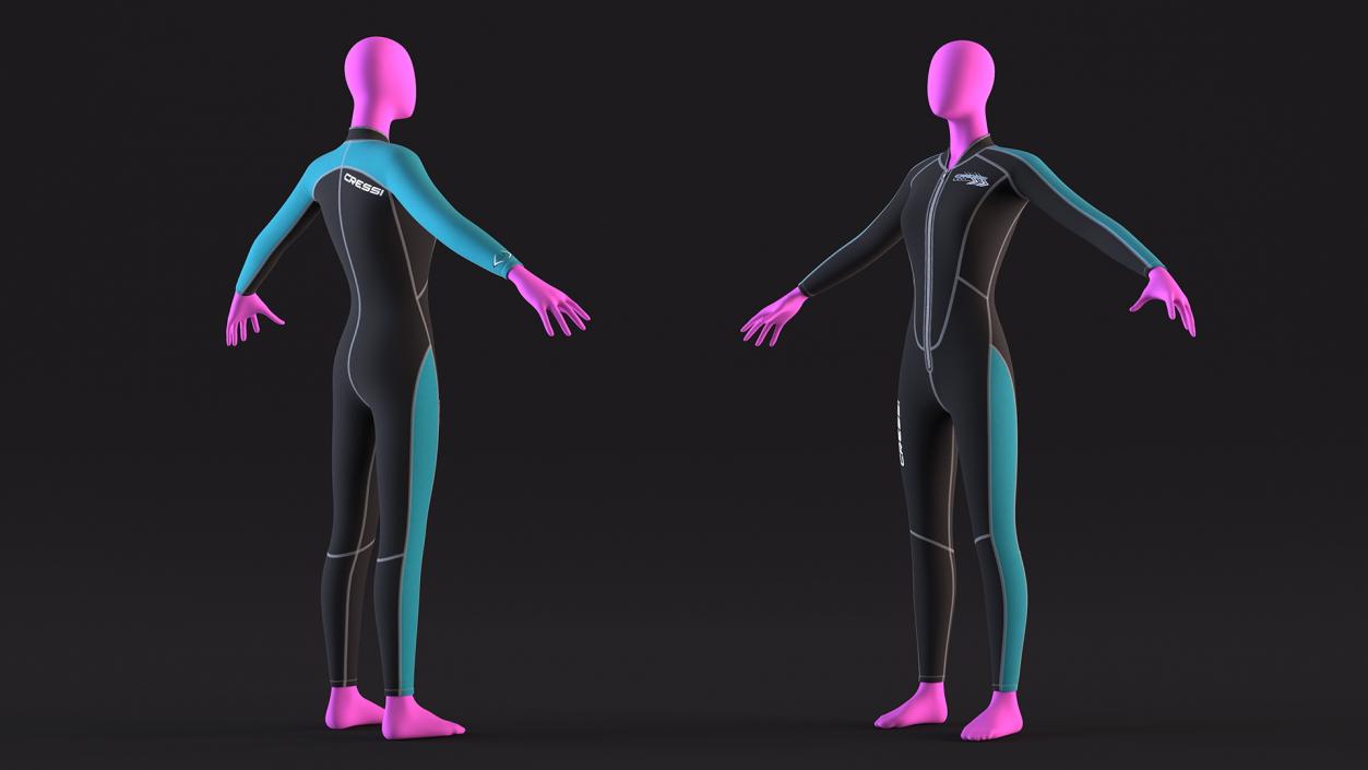 3D model Woman Wetsuit Cressi Full Version 2