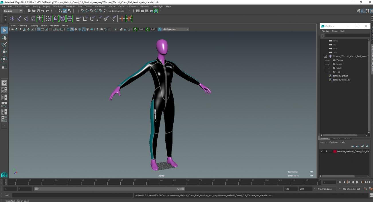 3D model Woman Wetsuit Cressi Full Version 2