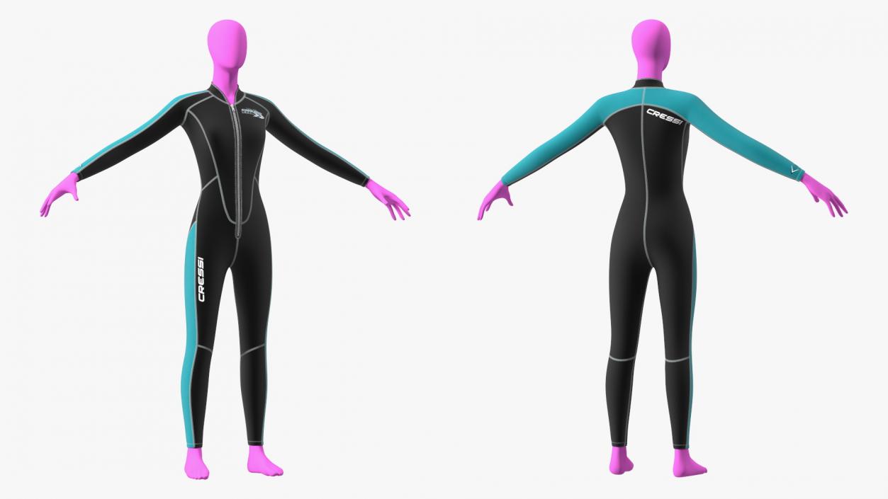 3D model Woman Wetsuit Cressi Full Version 2