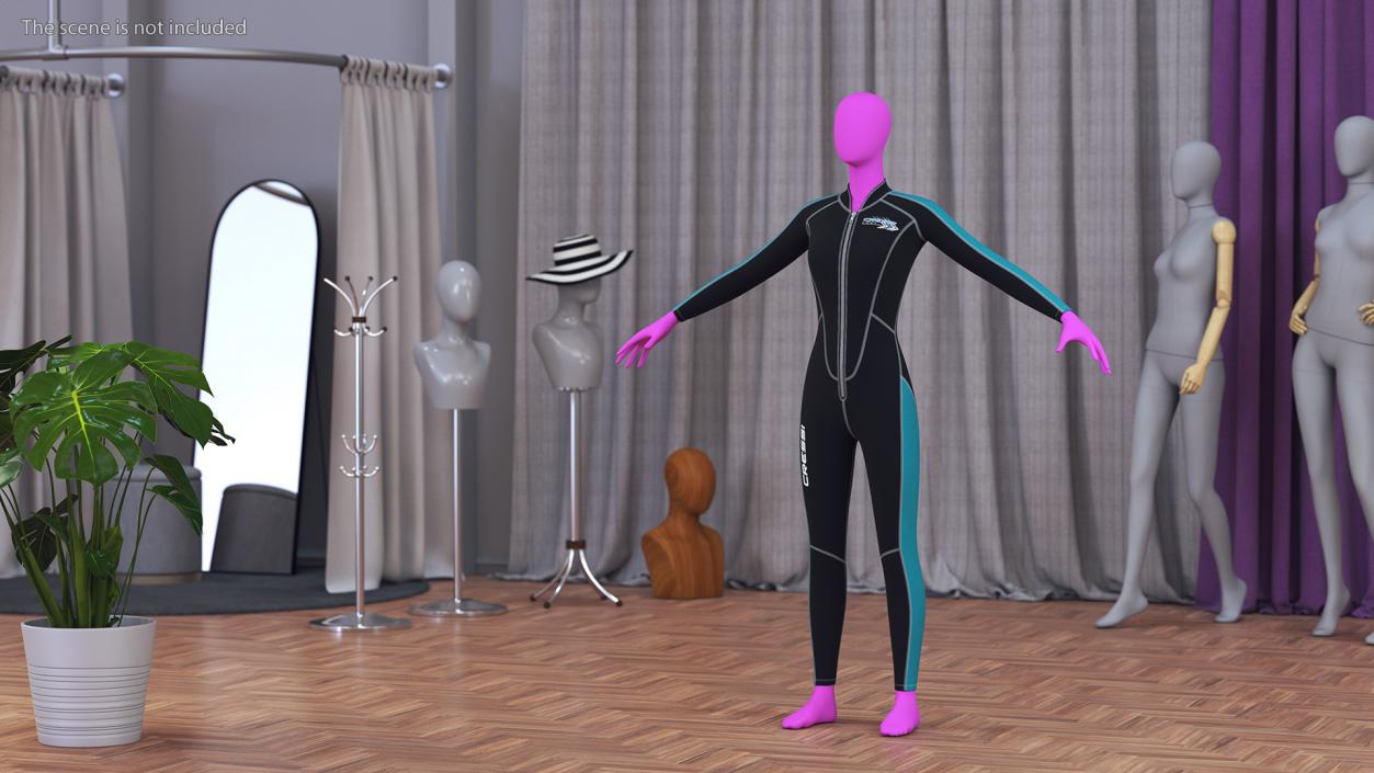 3D model Woman Wetsuit Cressi Full Version 2