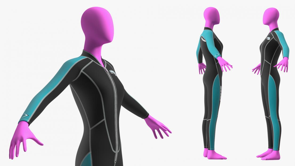 3D model Woman Wetsuit Cressi Full Version 2