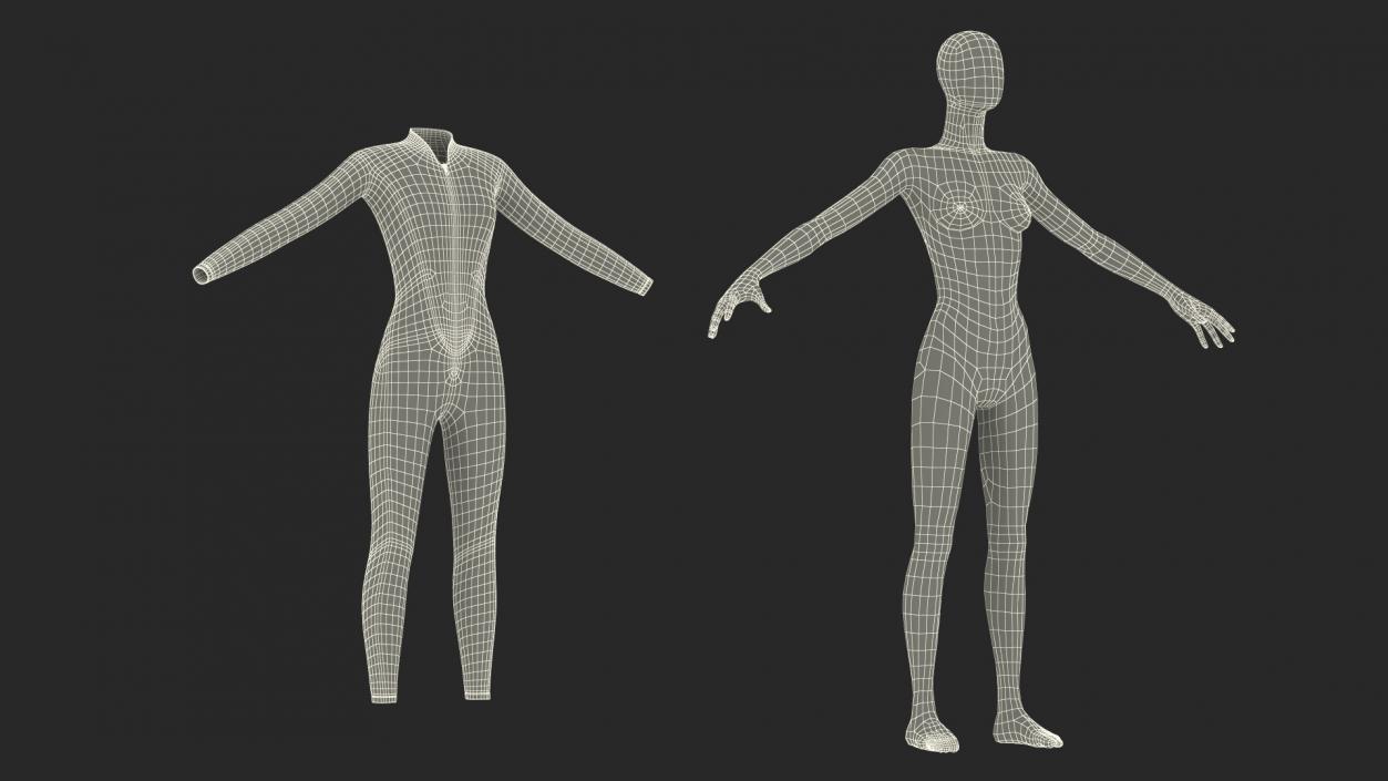 3D model Woman Wetsuit Cressi Full Version 2