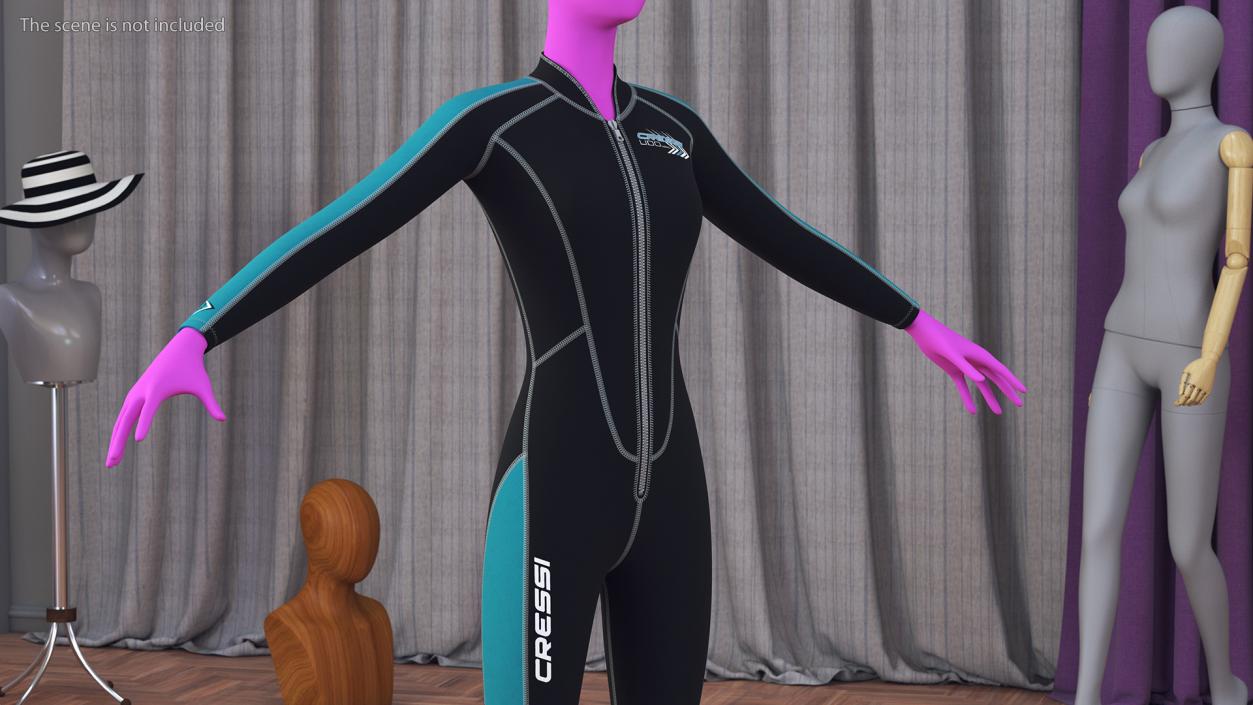 3D model Woman Wetsuit Cressi Full Version 2