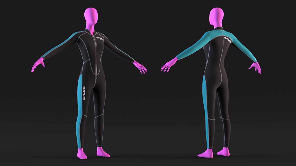 3D model Woman Wetsuit Cressi Full Version 2