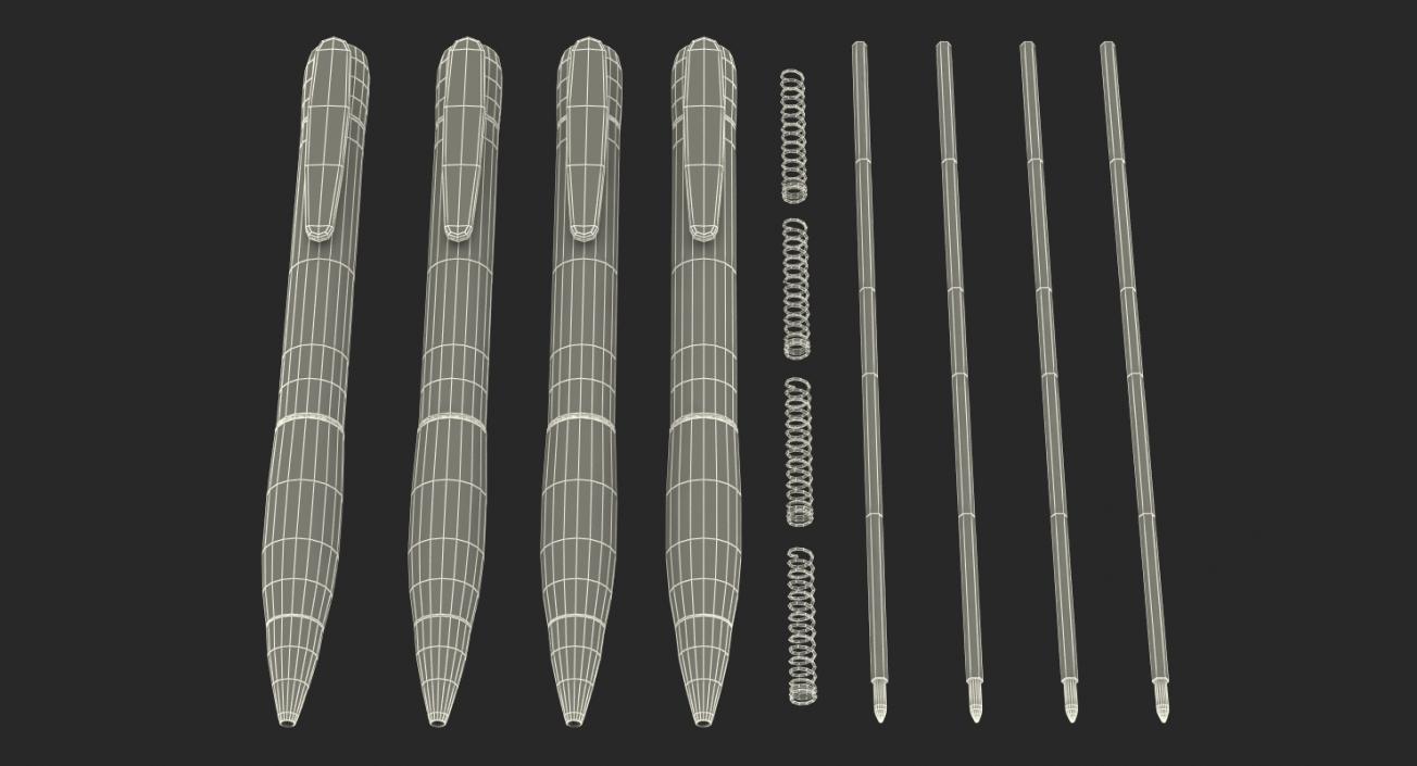 3D model Retractable Ballpoint Pens Set