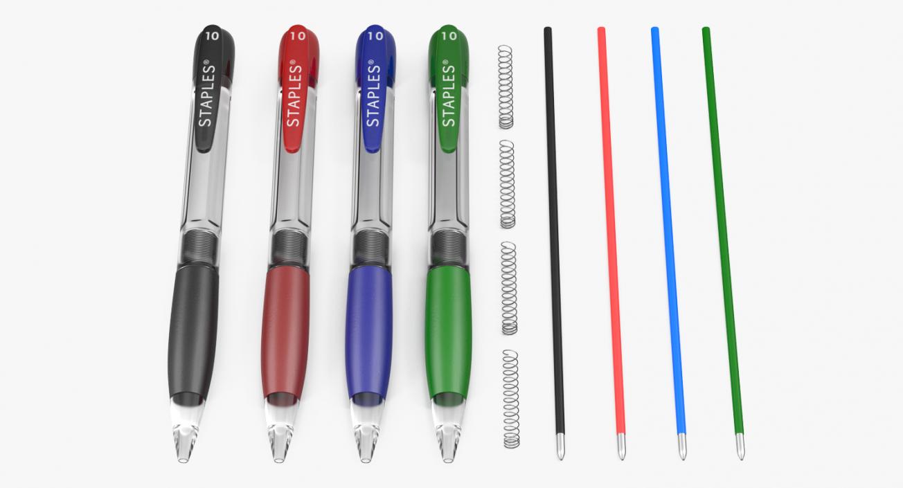 3D model Retractable Ballpoint Pens Set