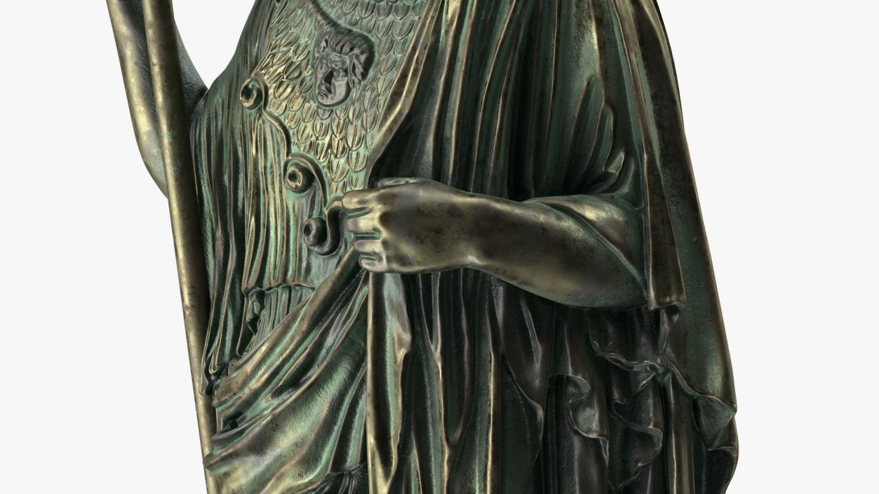 Statue Goddess Athena Bronze Old 3D