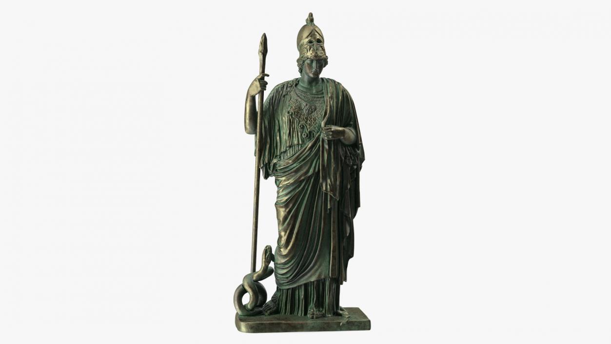 Statue Goddess Athena Bronze Old 3D